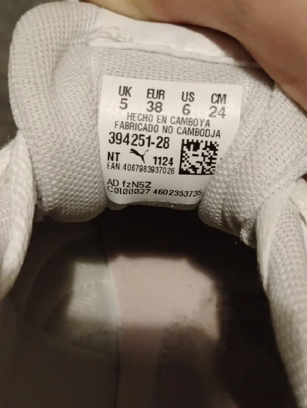 Puma White Sneakers with Light Mauve Logo Accent Size 5
